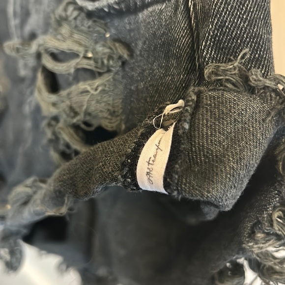 *2 FOR 40* One x One Teaspoon x Free People Bandits Black Denim Shorts Size 25 - Picture 4 of 5